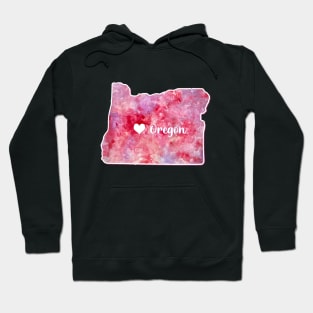 Oregon state map USA heart watercolor pink watercolour Hoodie